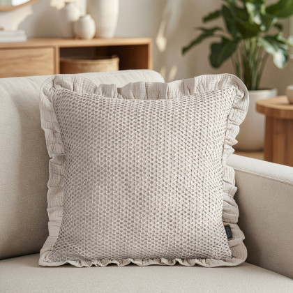 Mušelínová obliečka 45x45 cm na vankúš bežová s krajkou